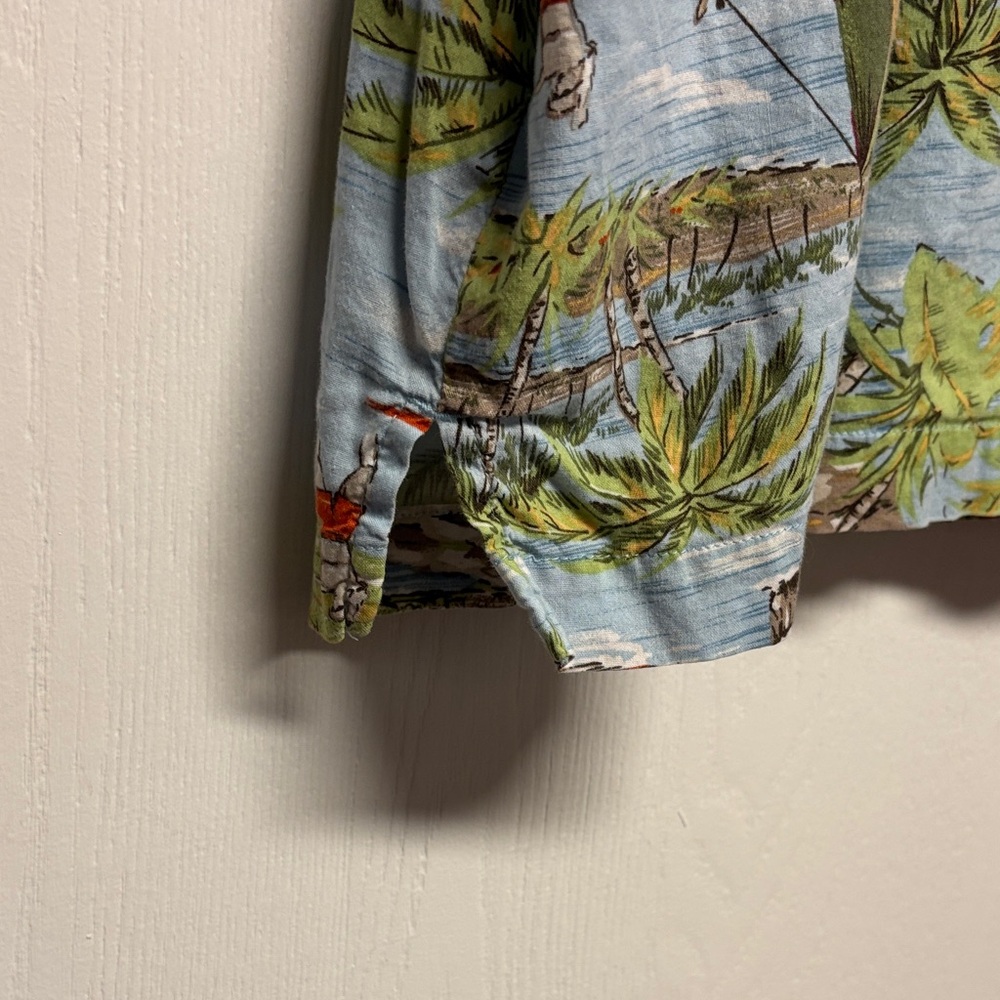 Erika Tropical Print Button Down Shirt - Blue and Green - Picture 6 of 13